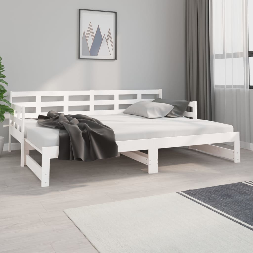 Estrutura sofá-cama de puxar pinho maciço branco 2x(90x190) cm