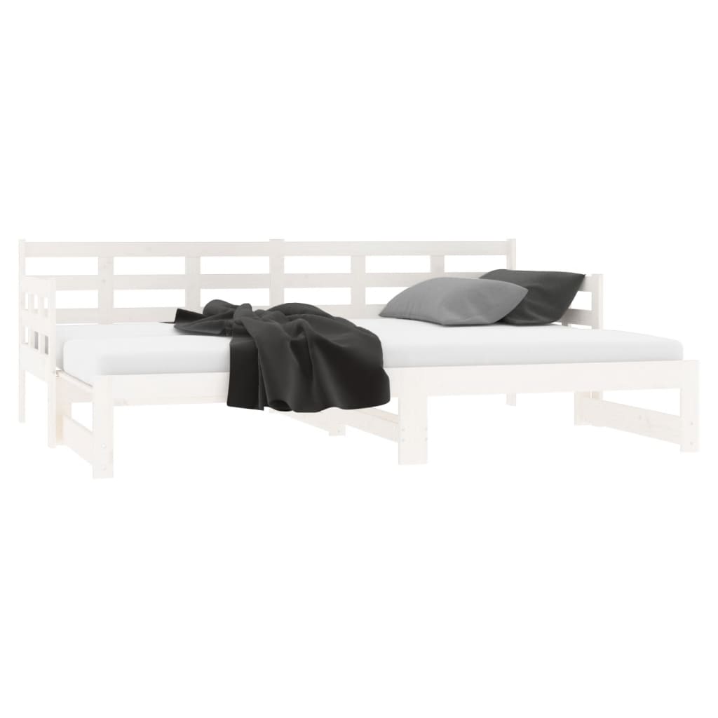 Estrutura sofá-cama de puxar pinho maciço branco 2x(90x190) cm