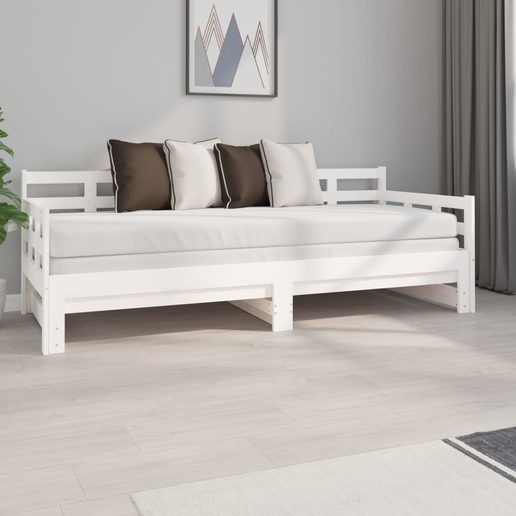 Estrutura sofá-cama de puxar pinho maciço branco 2x(90x190) cm