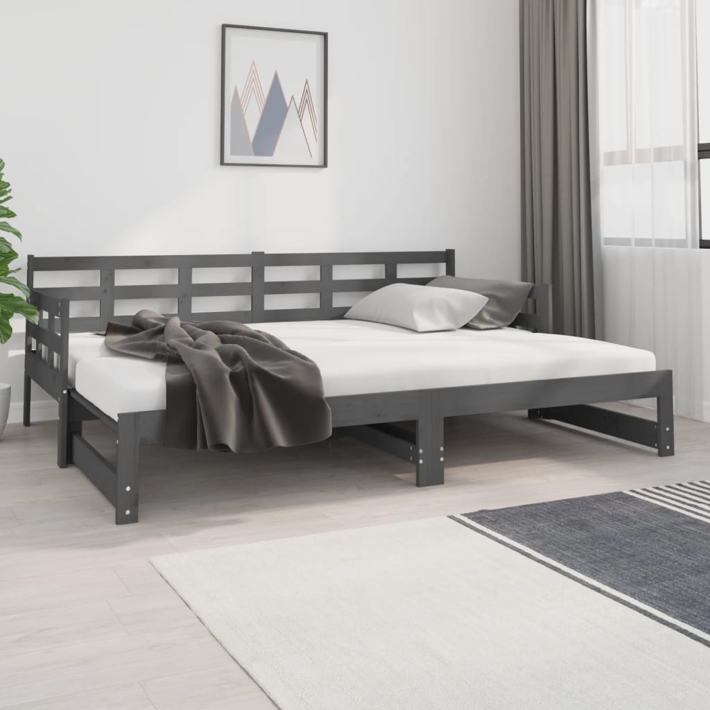 Estrutura sofá-cama de puxar pinho maciço branco 2x(90x190) cm
