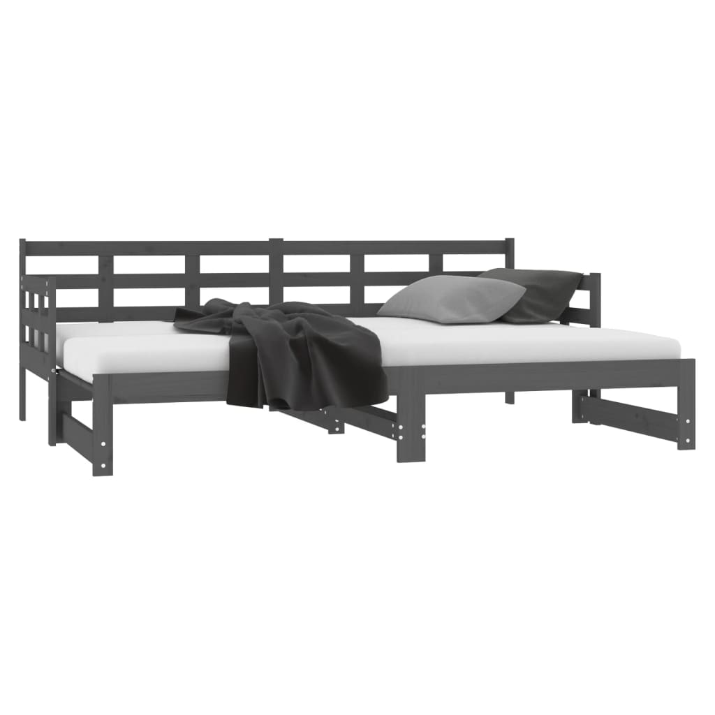 Estrutura sofá-cama de puxar pinho maciço branco 2x(90x190) cm