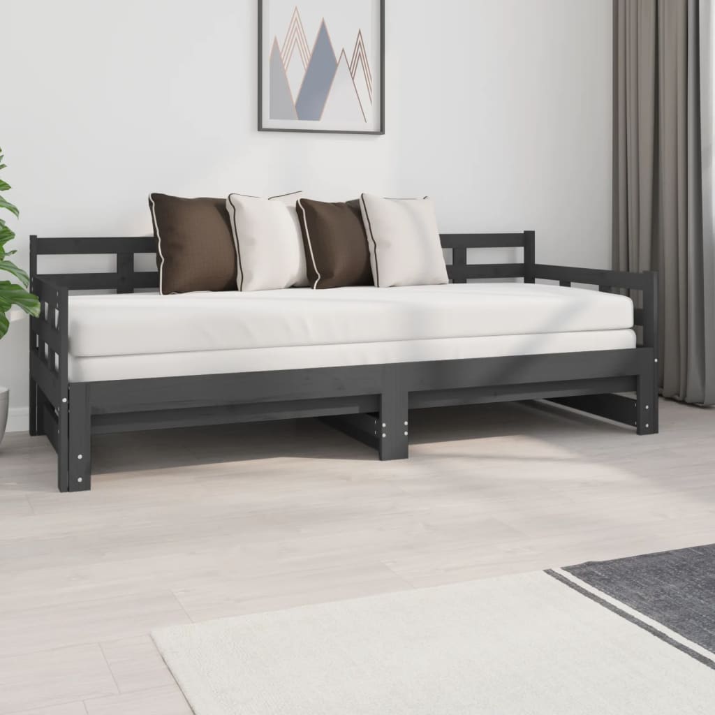 Estrutura sofá-cama de puxar pinho maciço branco 2x(90x190) cm