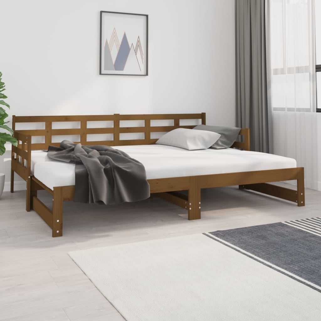 Estrutura sofá-cama de puxar pinho maciço branco 2x(90x190) cm