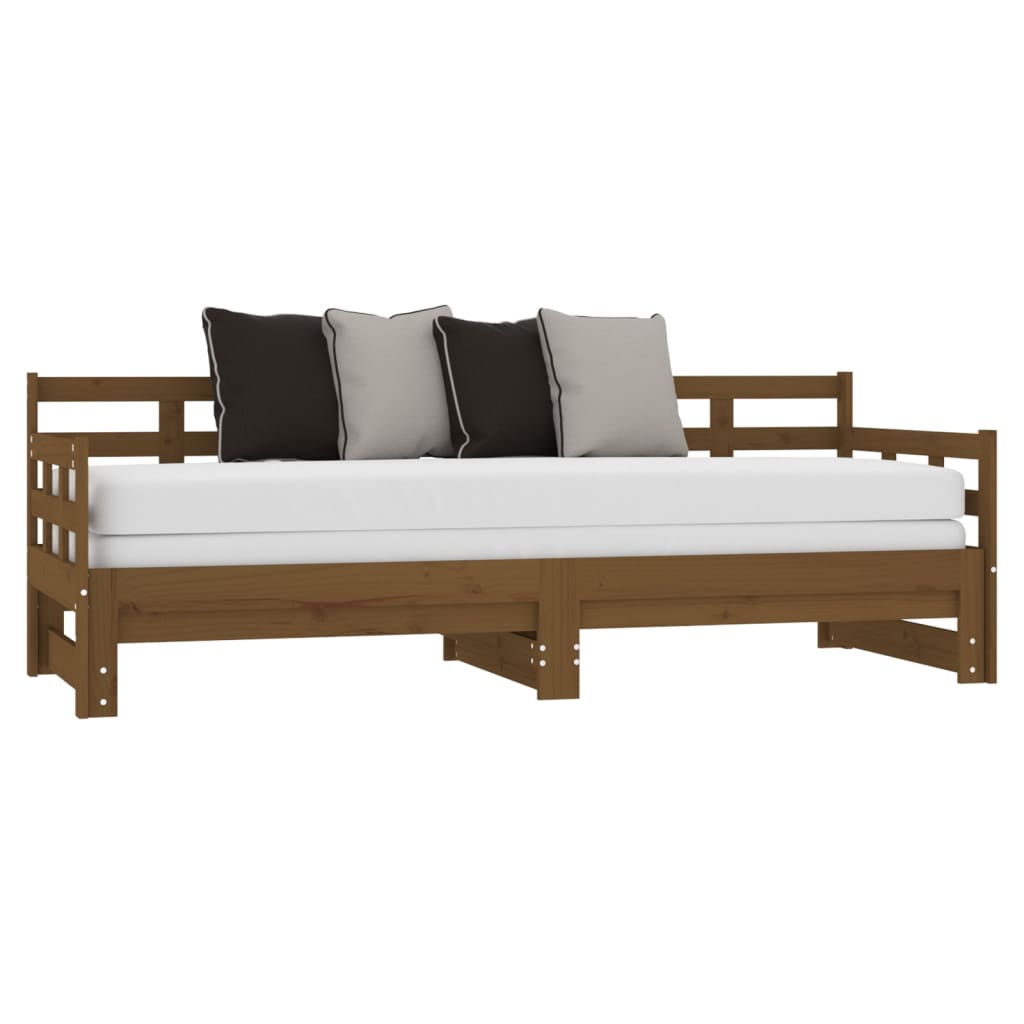 Estrutura sofá-cama de puxar pinho maciço branco 2x(90x190) cm