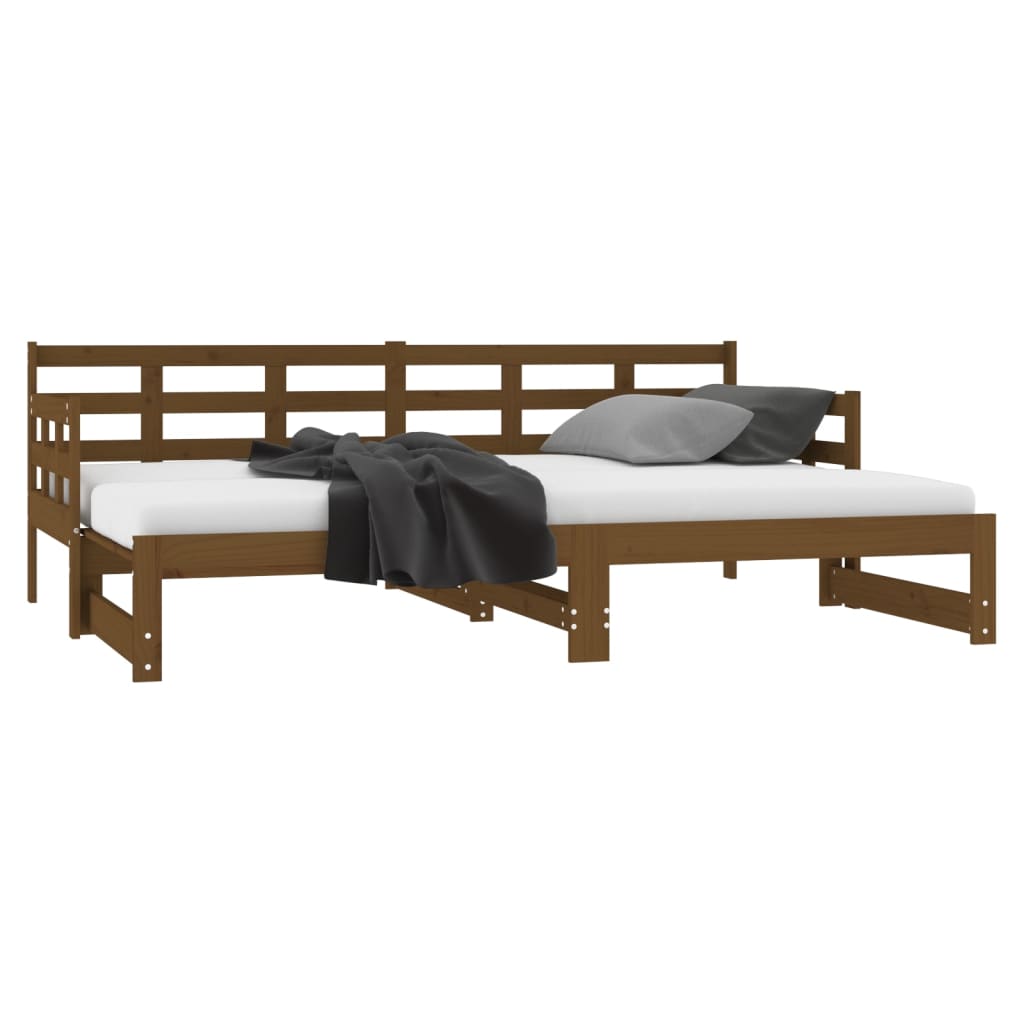 Estrutura sofá-cama de puxar pinho maciço branco 2x(90x190) cm