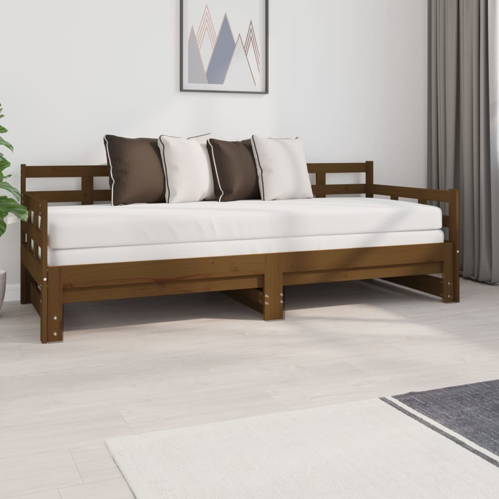 Estrutura sofá-cama de puxar pinho maciço branco 2x(90x190) cm