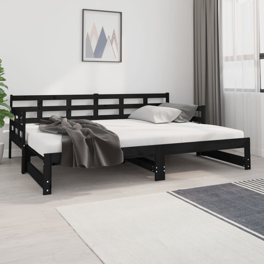 Estrutura sofá-cama de puxar pinho maciço branco 2x(90x190) cm