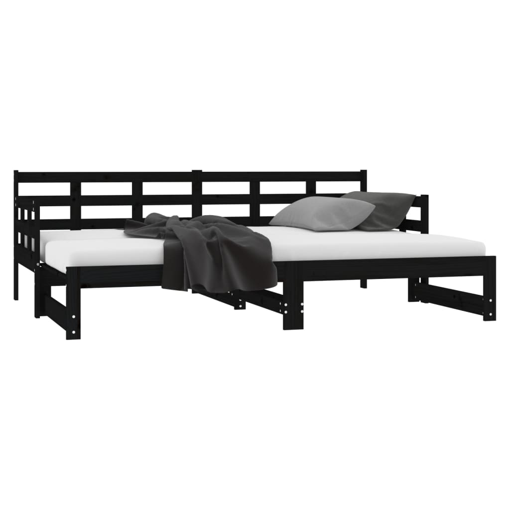 Estrutura sofá-cama de puxar pinho maciço branco 2x(90x190) cm