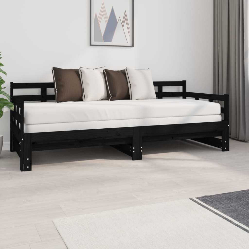 Estrutura sofá-cama de puxar pinho maciço branco 2x(90x190) cm