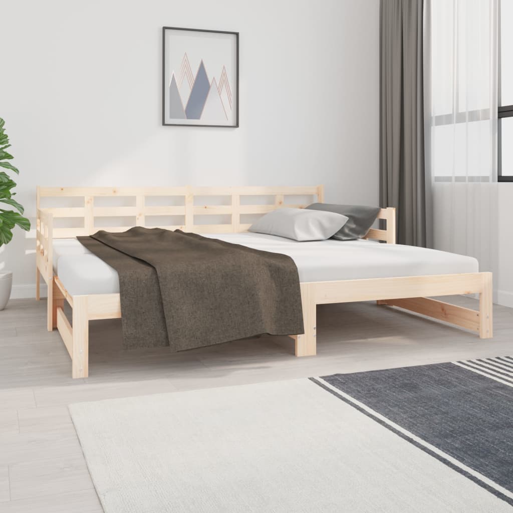 Estrutura sofá-cama de puxar pinho maciço branco 2x(90x190) cm