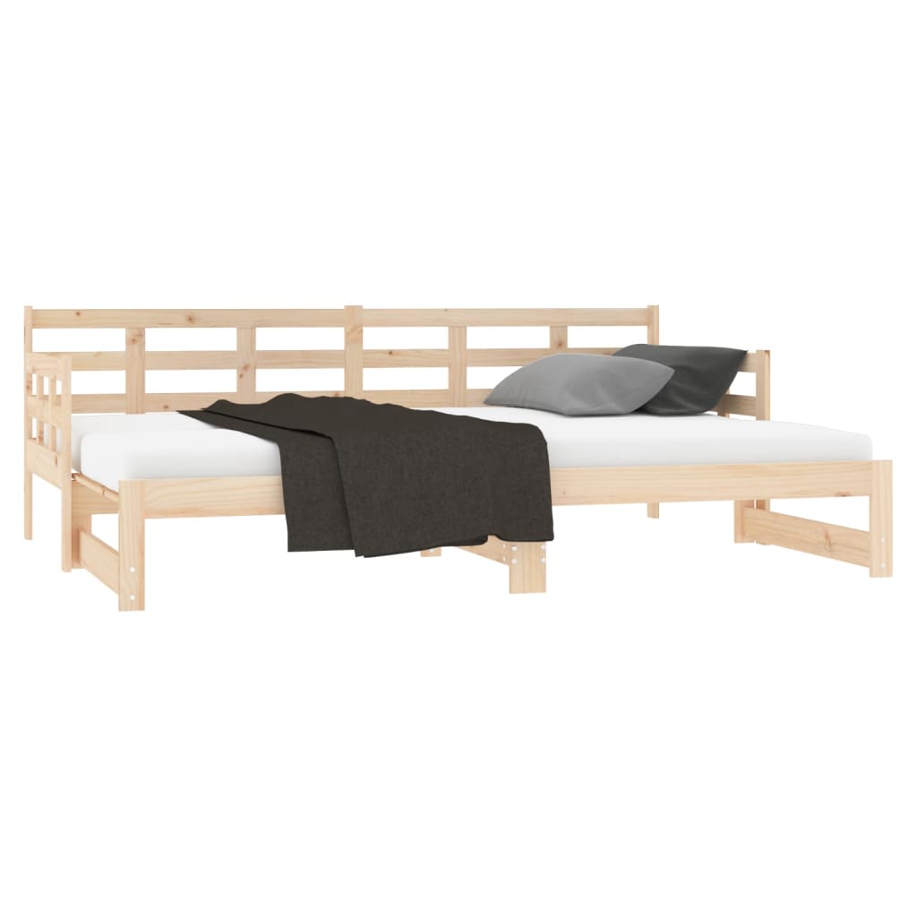 Estrutura sofá-cama de puxar pinho maciço branco 2x(90x190) cm