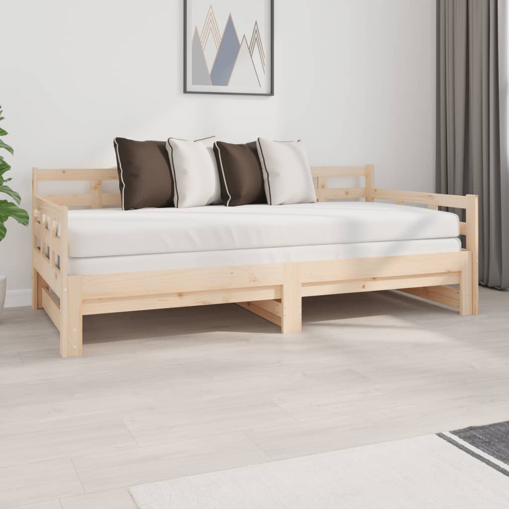 Estrutura sofá-cama de puxar pinho maciço branco 2x(90x190) cm