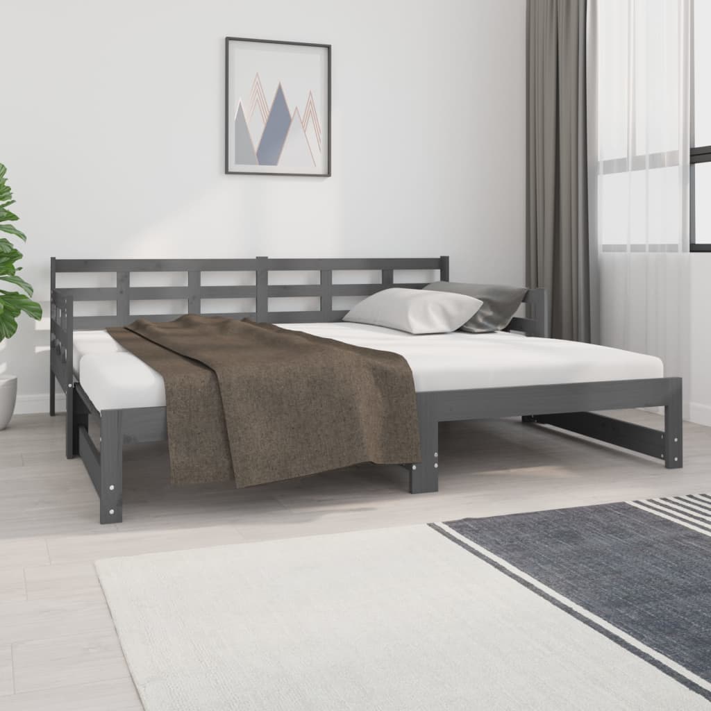 Estrutura sofá-cama de puxar pinho maciço branco 2x(90x190) cm