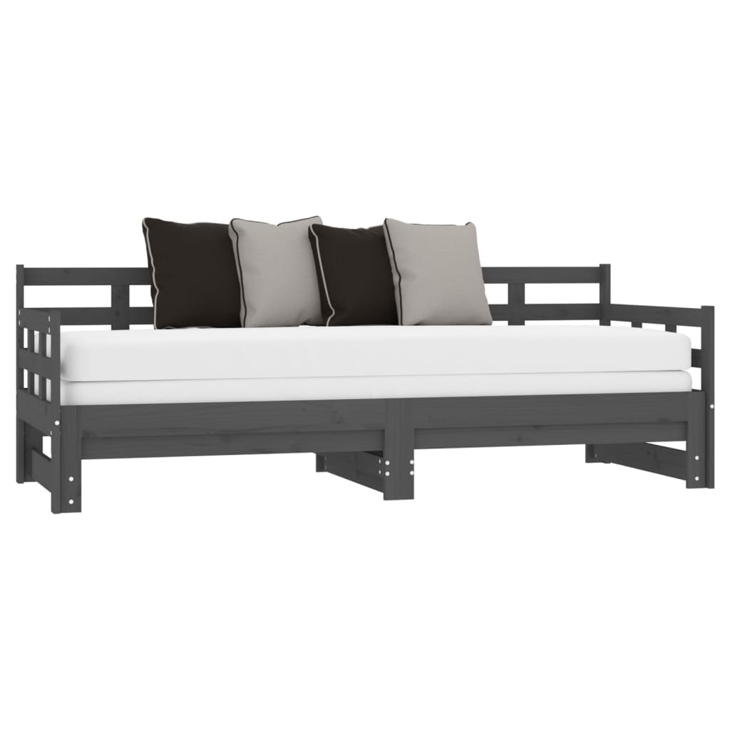 Estrutura sofá-cama de puxar pinho maciço branco 2x(90x190) cm