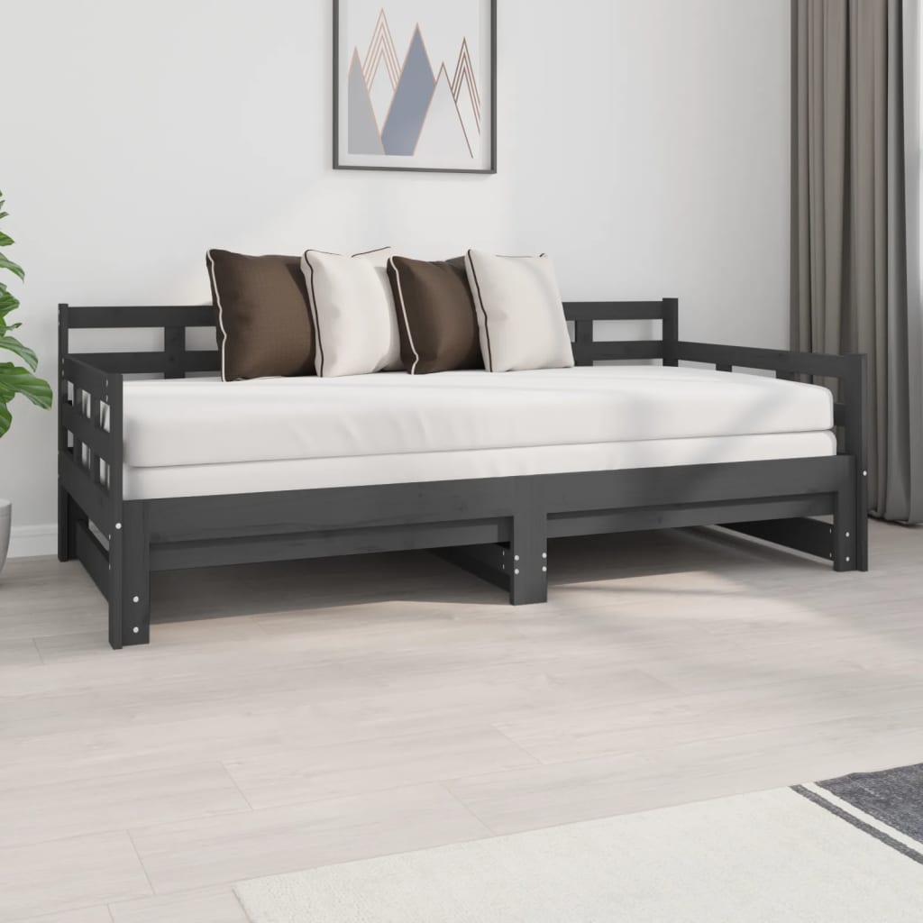 Estrutura sofá-cama de puxar pinho maciço branco 2x(90x190) cm