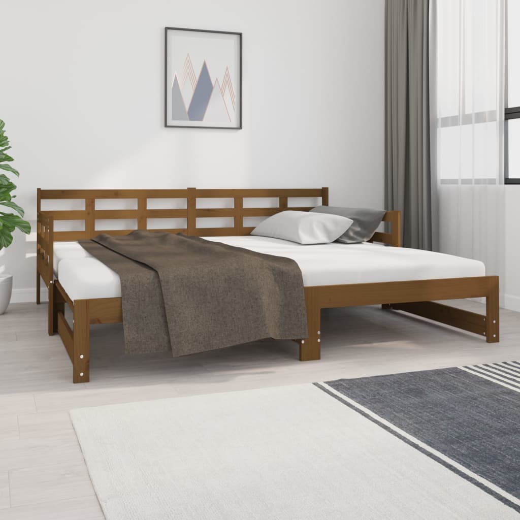 Estrutura sofá-cama de puxar pinho maciço branco 2x(90x190) cm