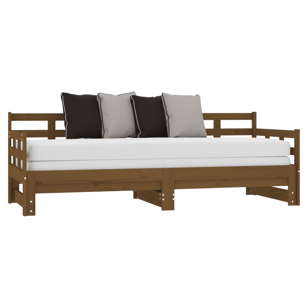 Estrutura sofá-cama de puxar pinho maciço branco 2x(90x190) cm