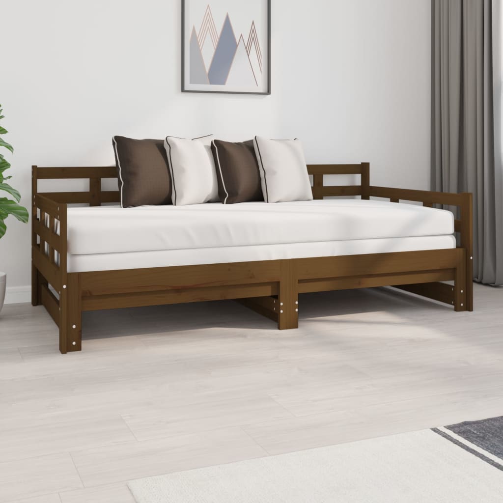 Estrutura sofá-cama de puxar pinho maciço branco 2x(90x190) cm