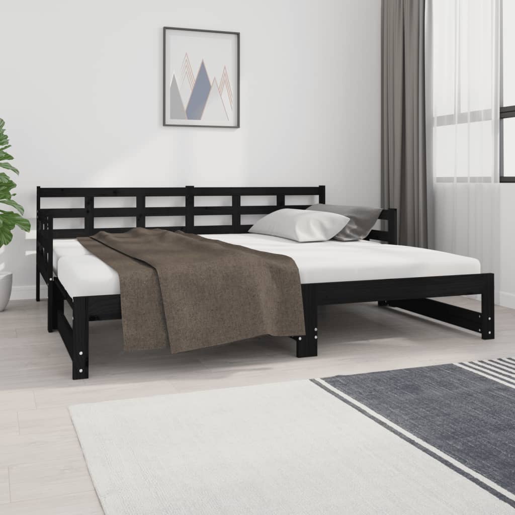 Estrutura sofá-cama de puxar pinho maciço branco 2x(90x190) cm