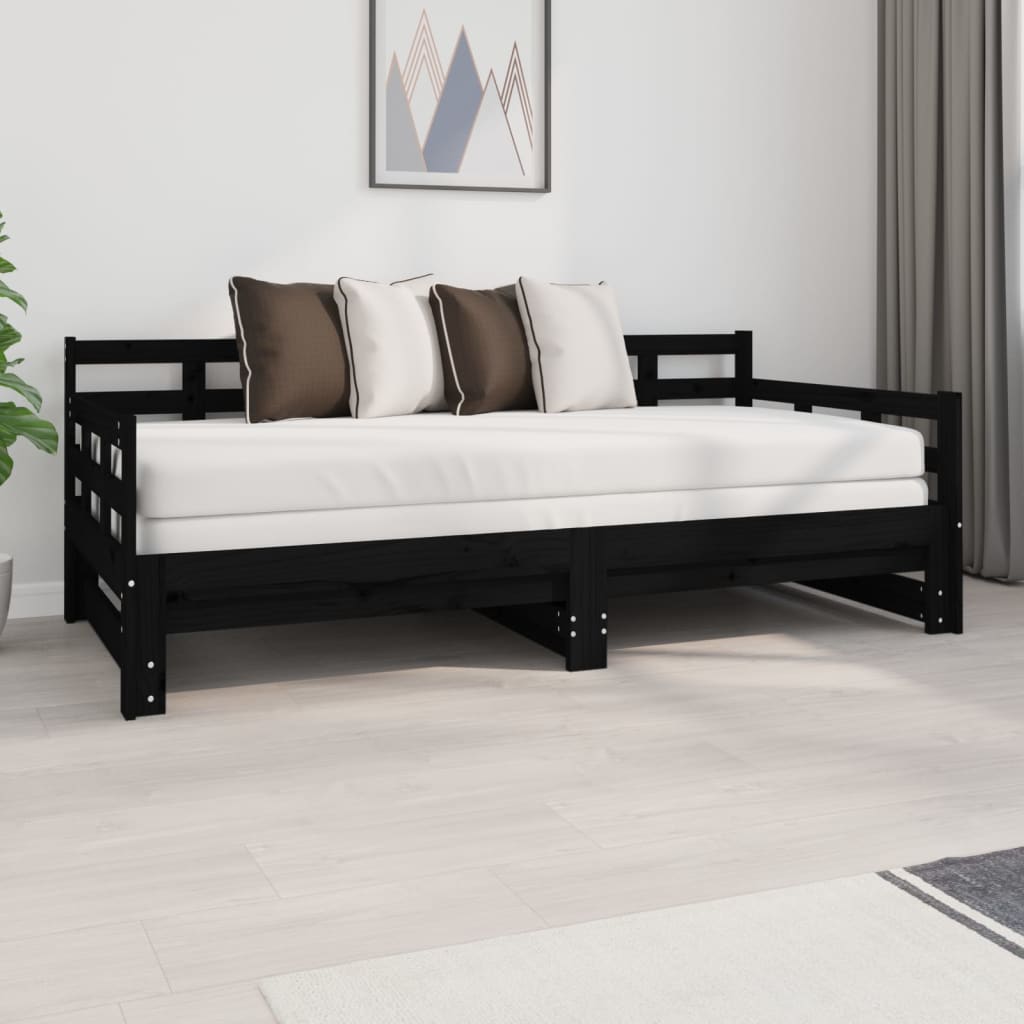 Estrutura sofá-cama de puxar pinho maciço branco 2x(90x190) cm