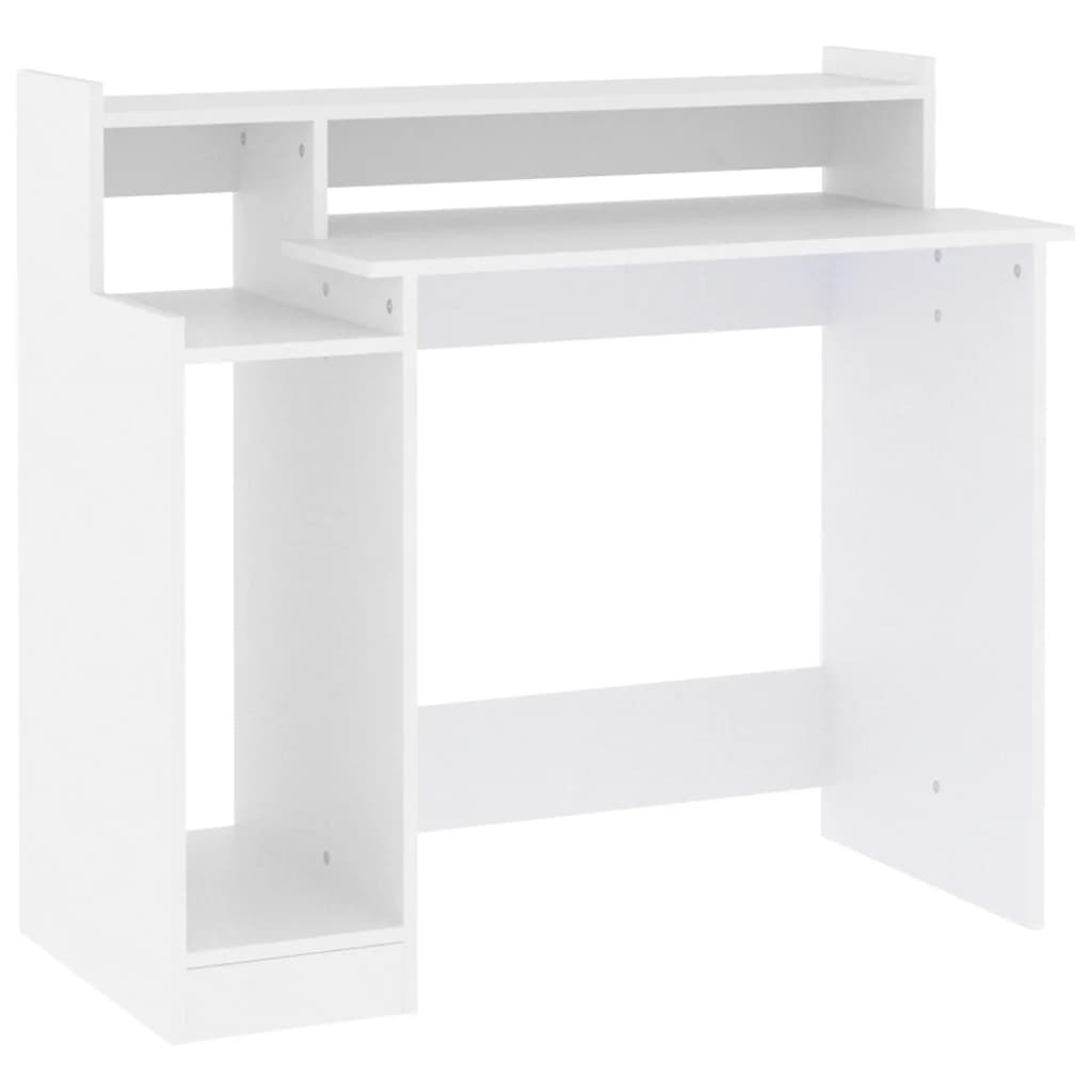 Secretária c/ LED 97x45x90cm derivados madeira branco brilhante