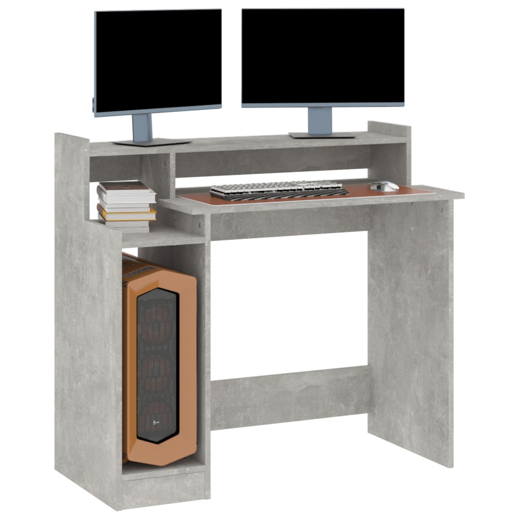 Secretária c/ LED 97x45x90cm derivados madeira branco brilhante