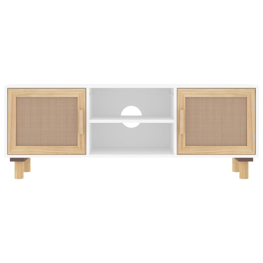 Móvel de TV 105x30x40 cm pinho maciço/vime natural branco
