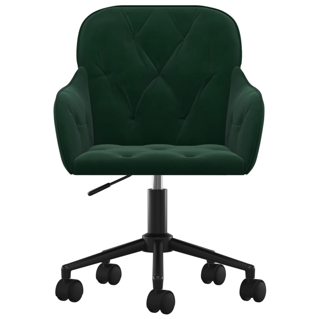 Cadeira de escritório giratória veludo verde-escuro