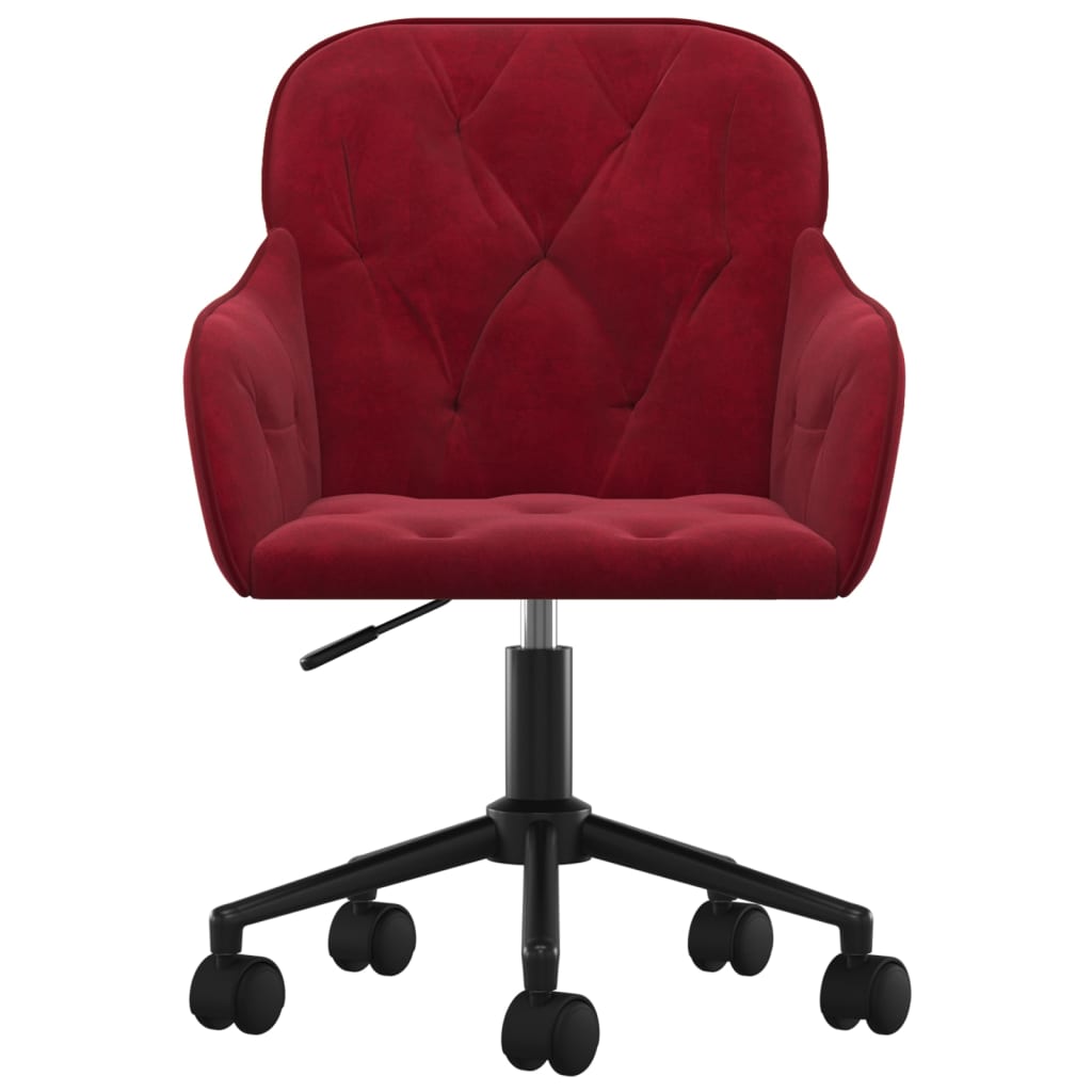 Cadeira de escritório giratória veludo vermelho tinto