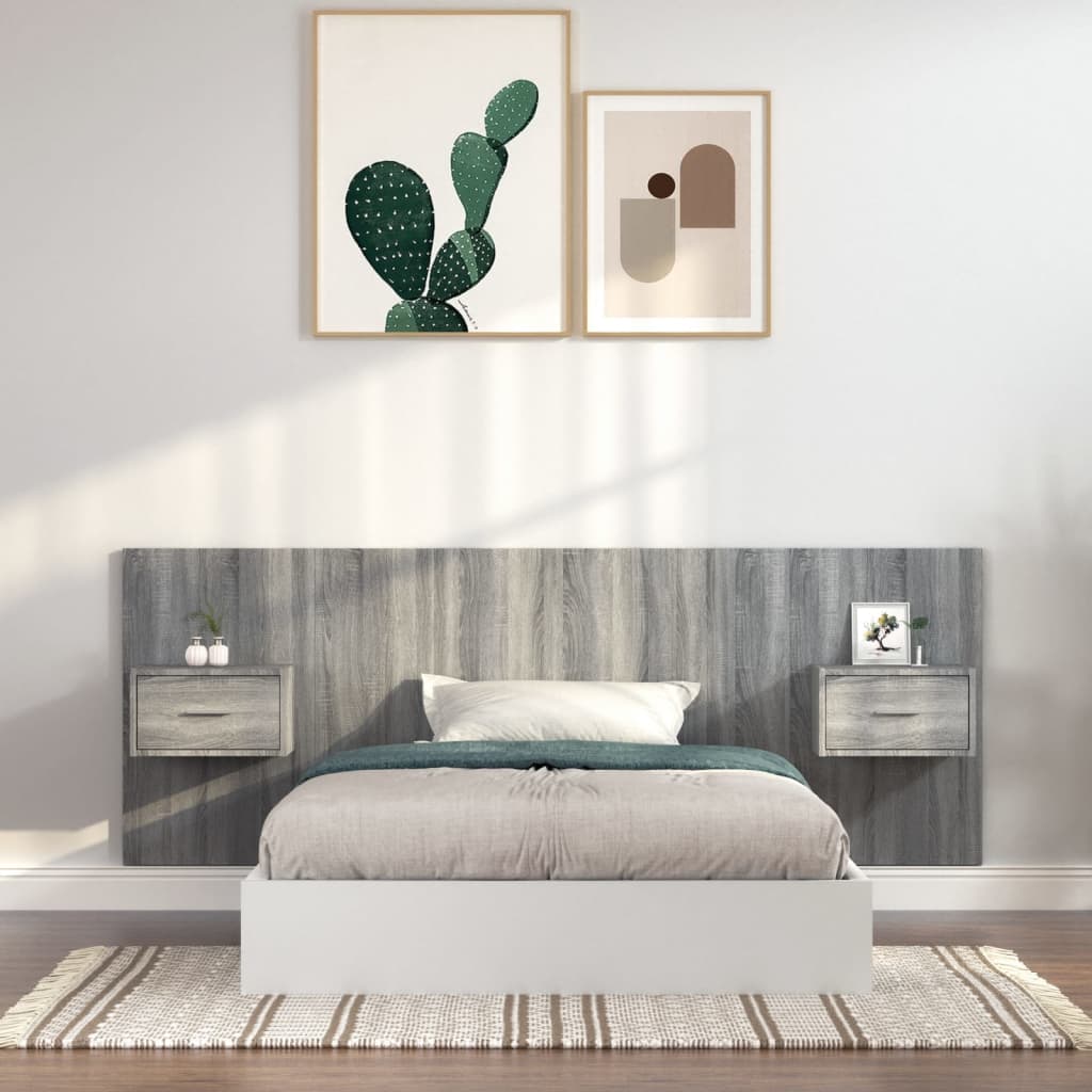 Cabeceira cama + armários madeira processada branco