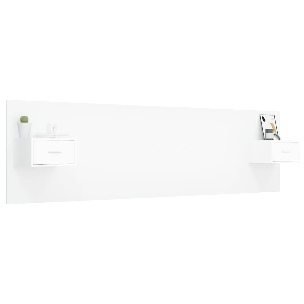 Cabeceira cama + armários madeira processada branco