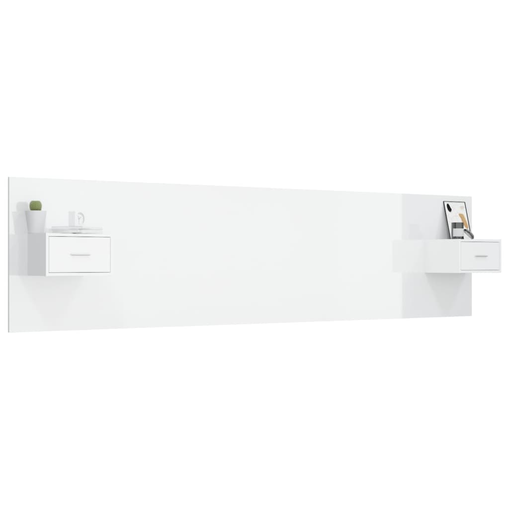 Cabeceira cama + armários madeira processada branco