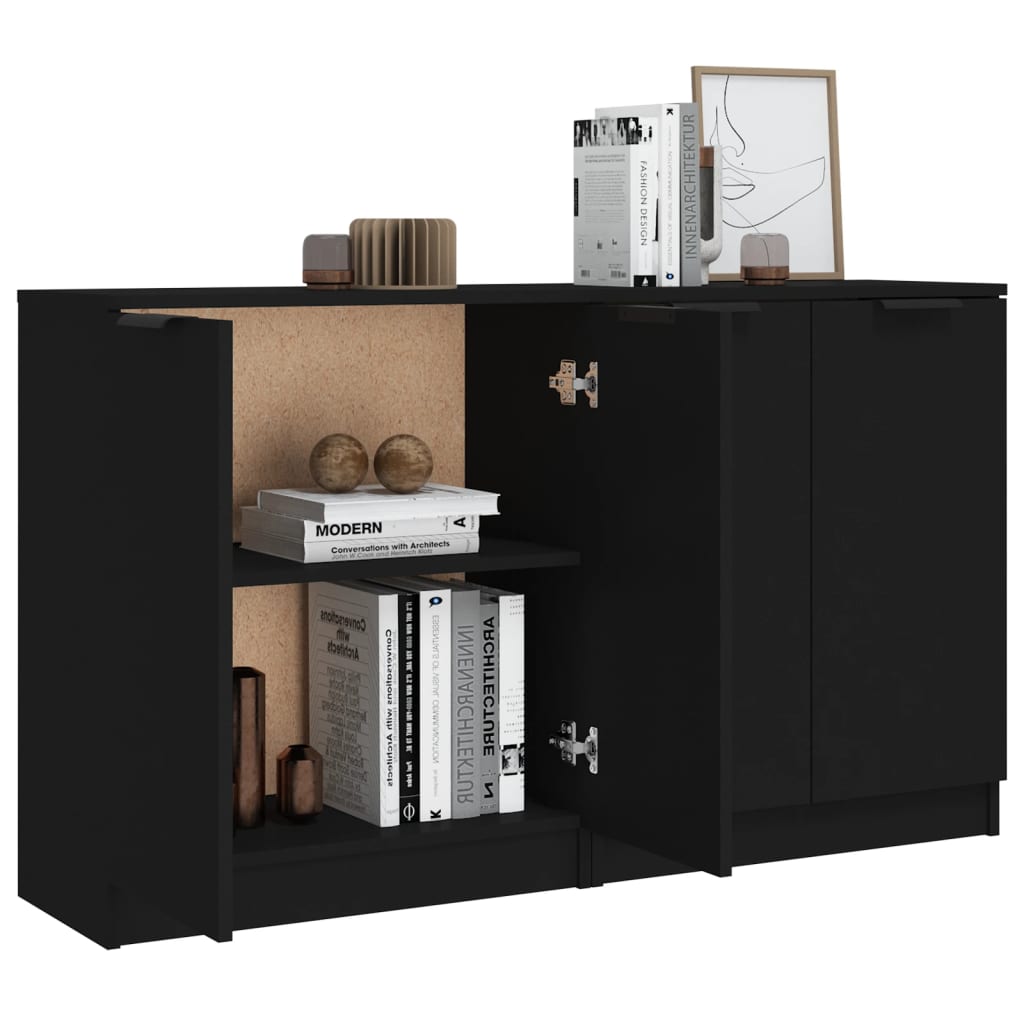 3 pcs aparadores madeira processada cinzento cimento