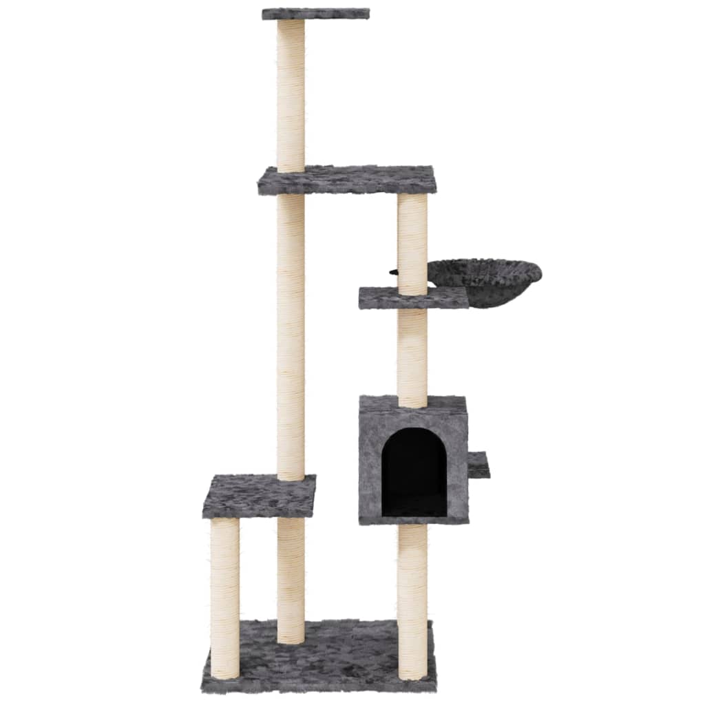 Árvore para gatos c/ arranhadores sisal 108,5 cm cinza-escuro
