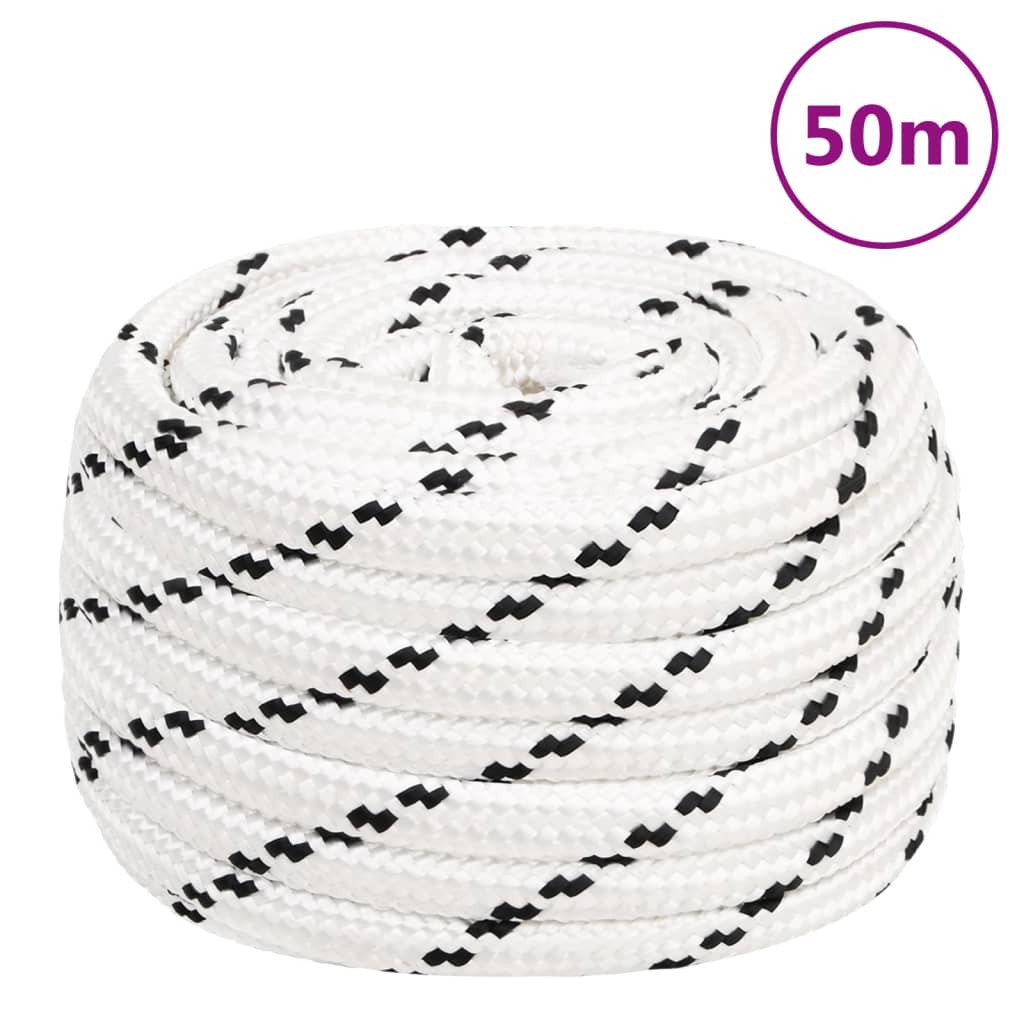 Corda entrançada para barco 20 mm x 50 m poliéster branco