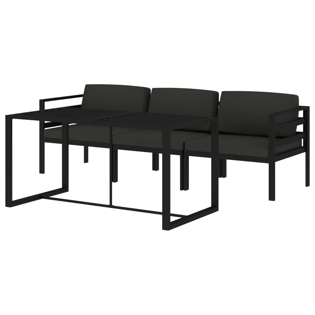6 pcs conjunto lounge jardim com almofadões alumínio antracite