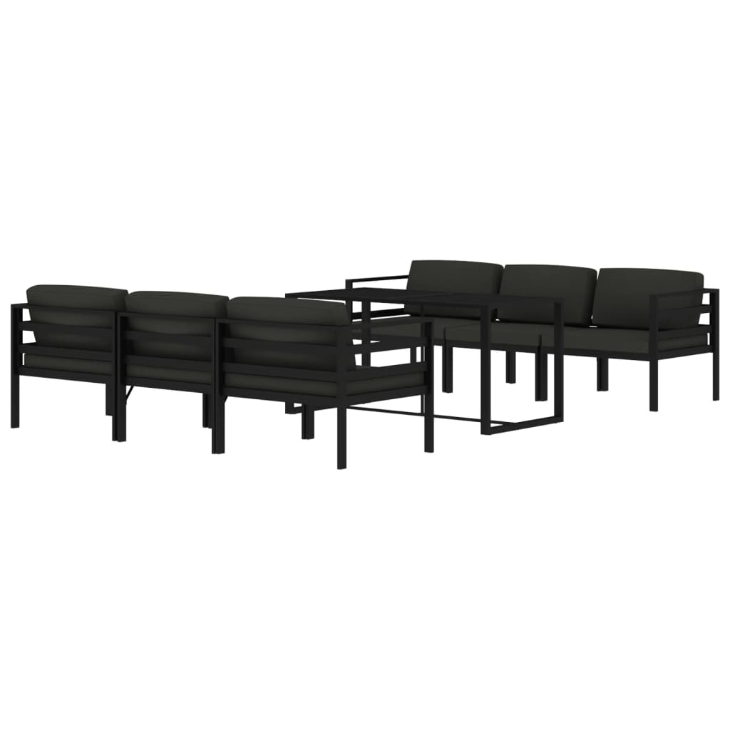 6 pcs conjunto lounge jardim com almofadões alumínio antracite