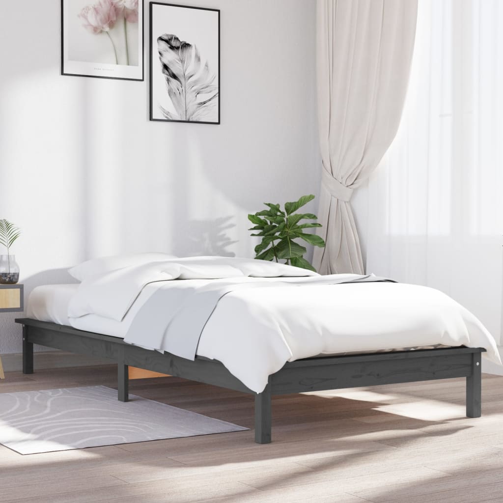 Estrutura de cama 90x200 cm pinho maciço branco