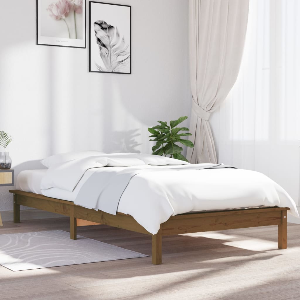 Estrutura de cama 90x200 cm pinho maciço branco