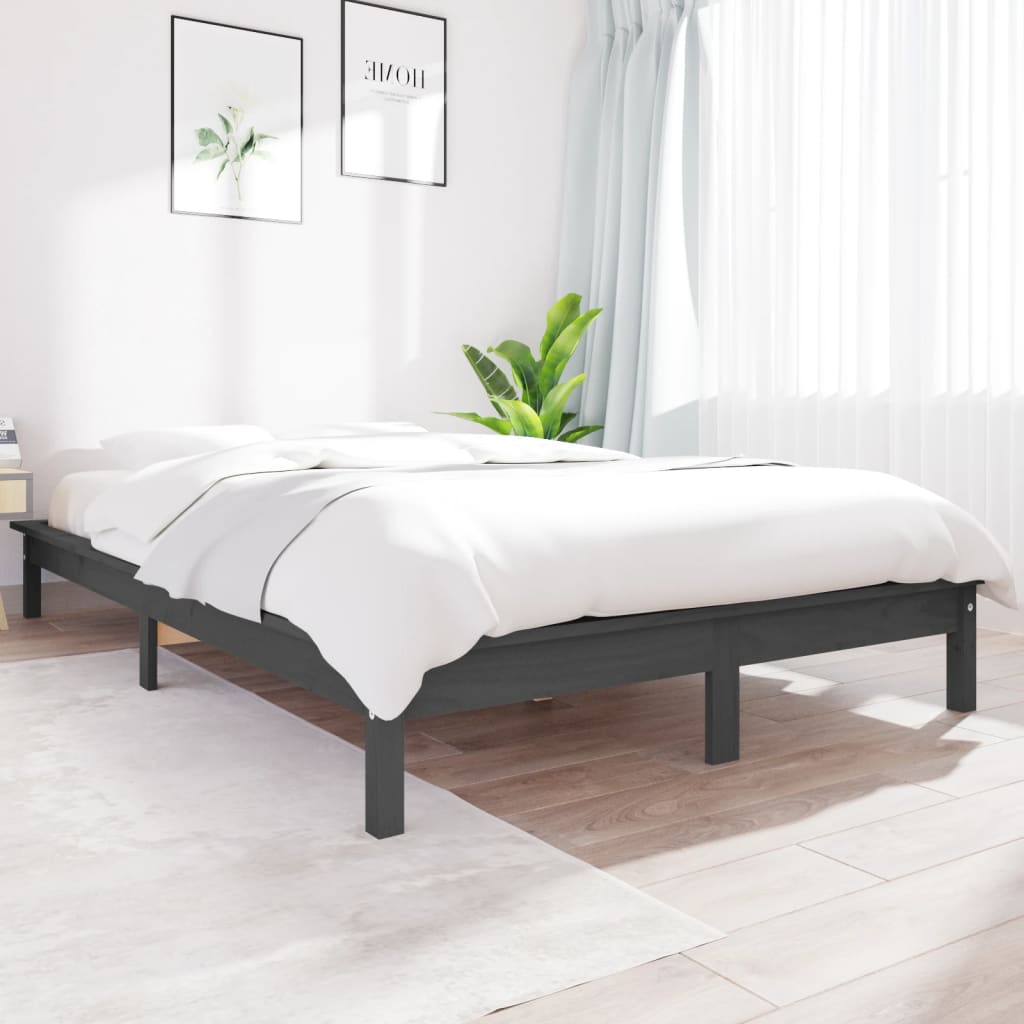 Estrutura de cama 140x200 cm pinho maciço branco
