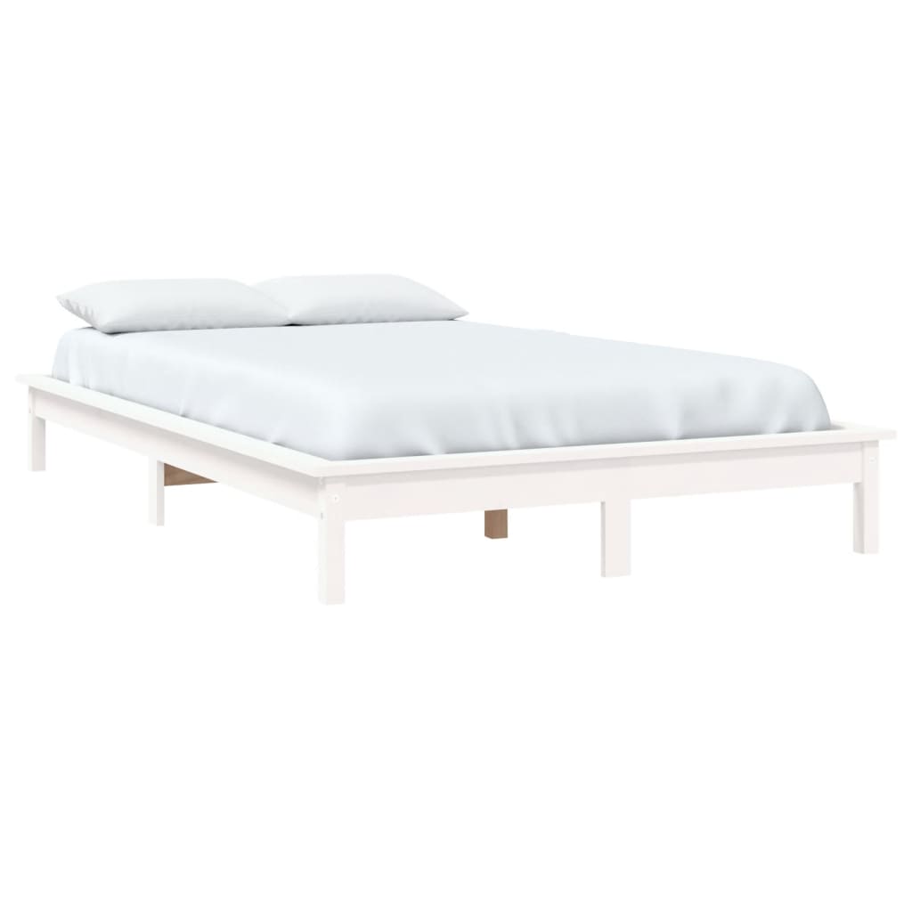 Estrutura de cama king size 150x200 cm pinho maciço branco