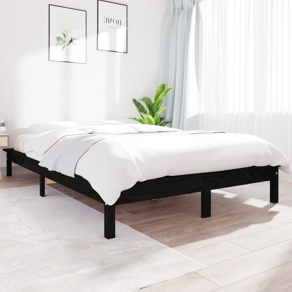 Estrutura de cama king size 150x200 cm pinho maciço branco