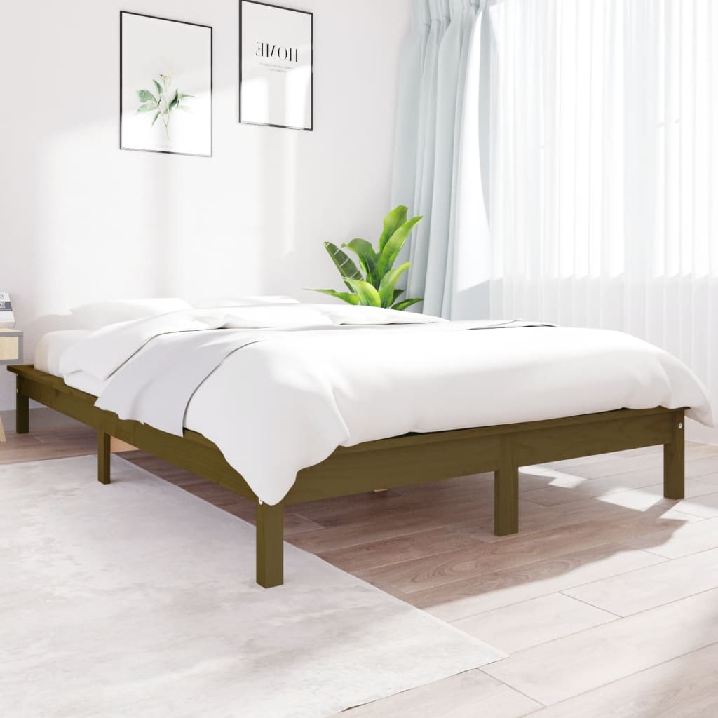 Estrutura de cama 200x200 cm madeira de pinho maciça branco