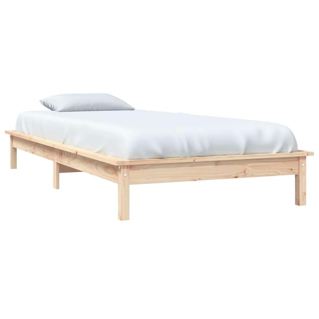 Cama sem colchão 75x190 cm madeira de pinho maciça branco