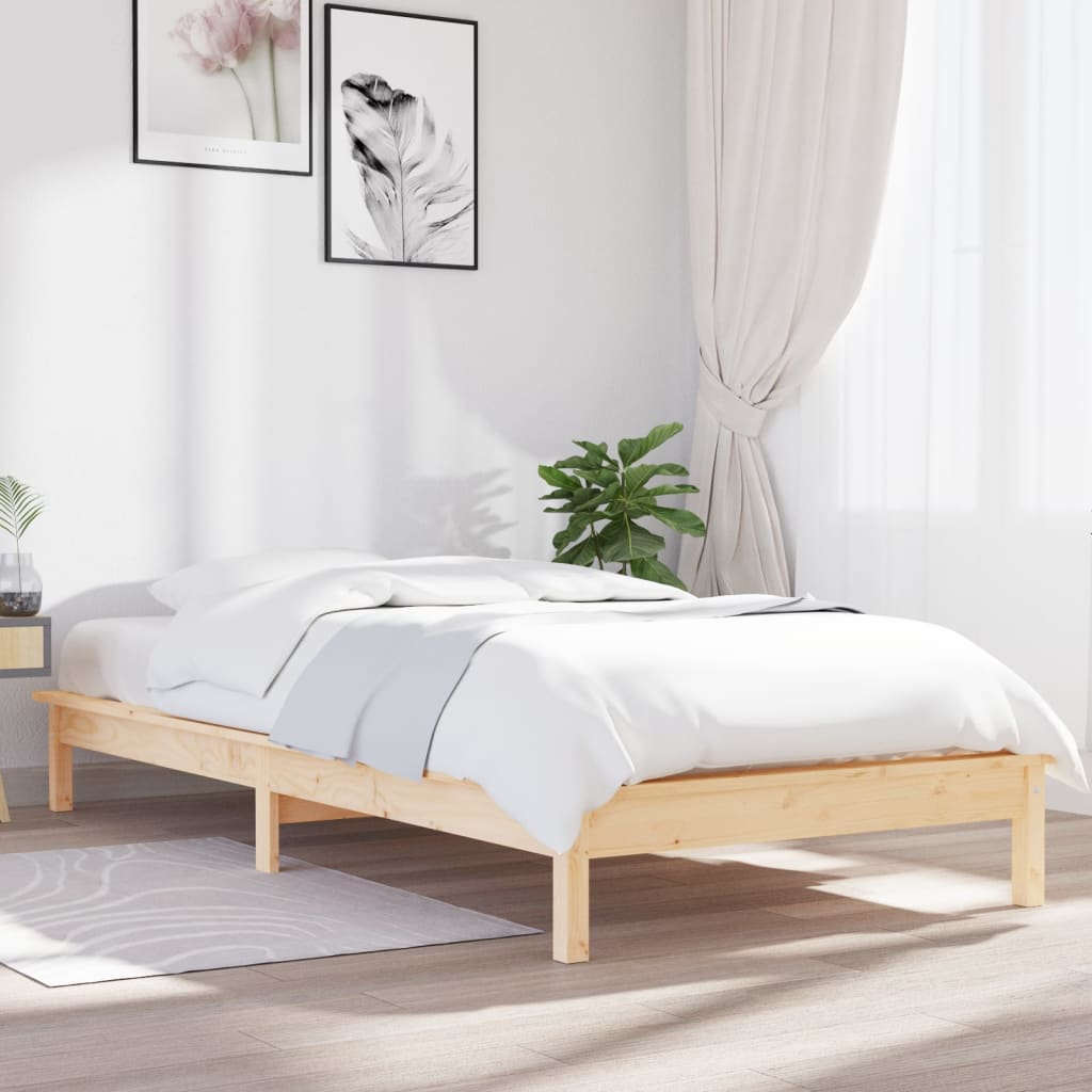 Cama sem colchão 75x190 cm madeira de pinho maciça branco