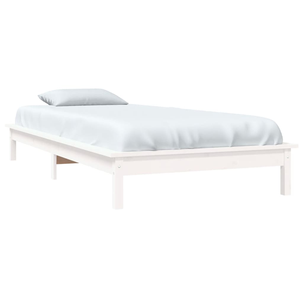 Cama sem colchão 75x190 cm madeira de pinho maciça branco