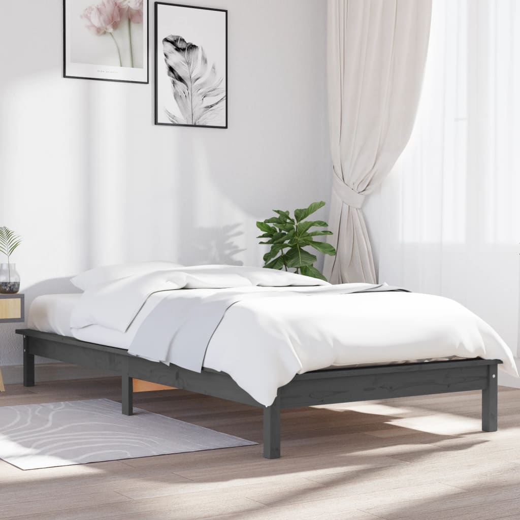 Cama sem colchão 75x190 cm madeira de pinho maciça branco