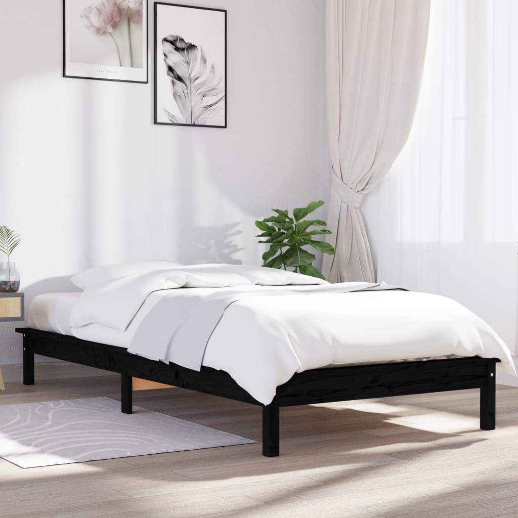 Cama sem colchão 75x190 cm madeira de pinho maciça branco
