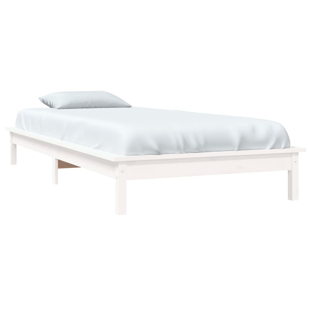 Estrutura de cama de solteiro 90x190 cm pinho maciço branco