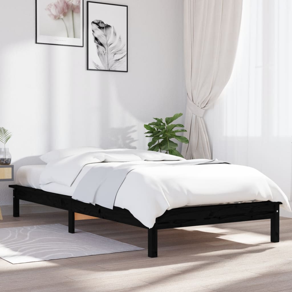 Estrutura de cama de solteiro 90x190 cm pinho maciço branco